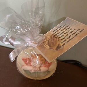 Angel Prayer Box. New with tea light and note pad Measures 2” x 2.5